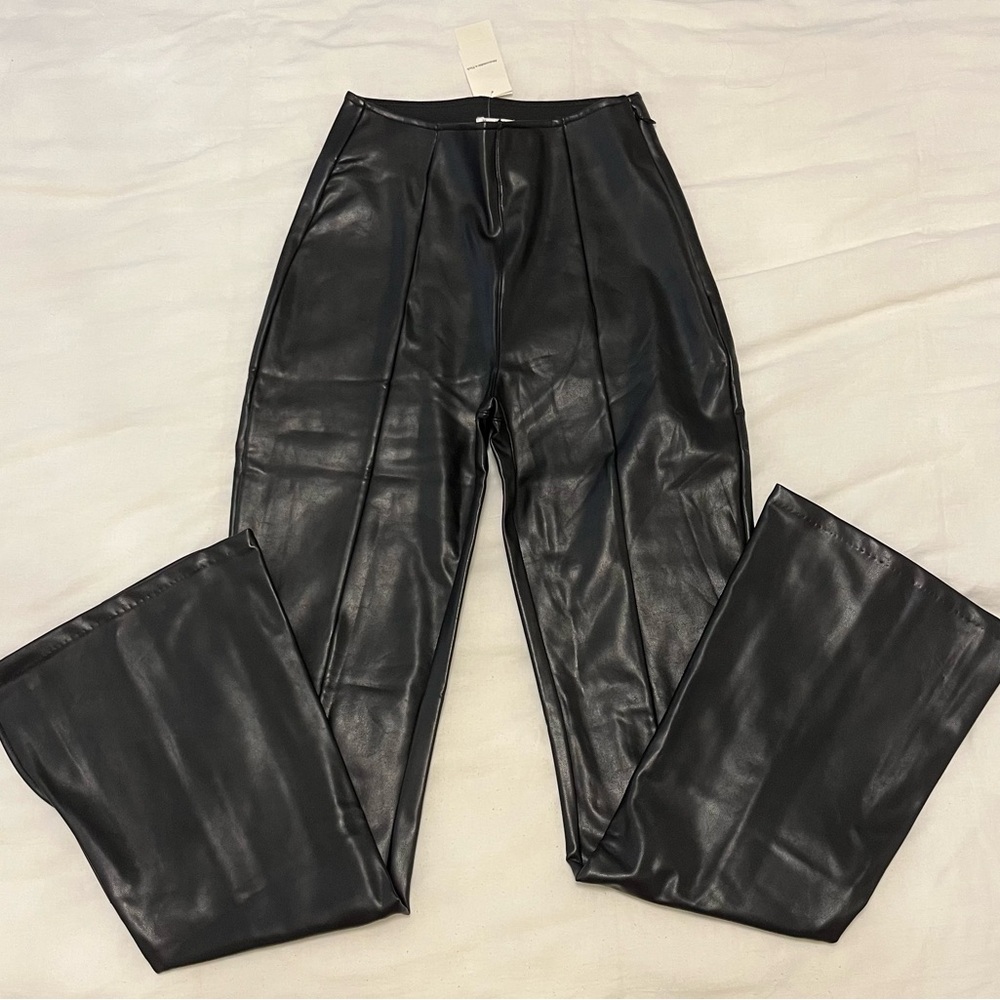 Abercrombie Curve Love Vegan Leather Split-Hem Flare Pants